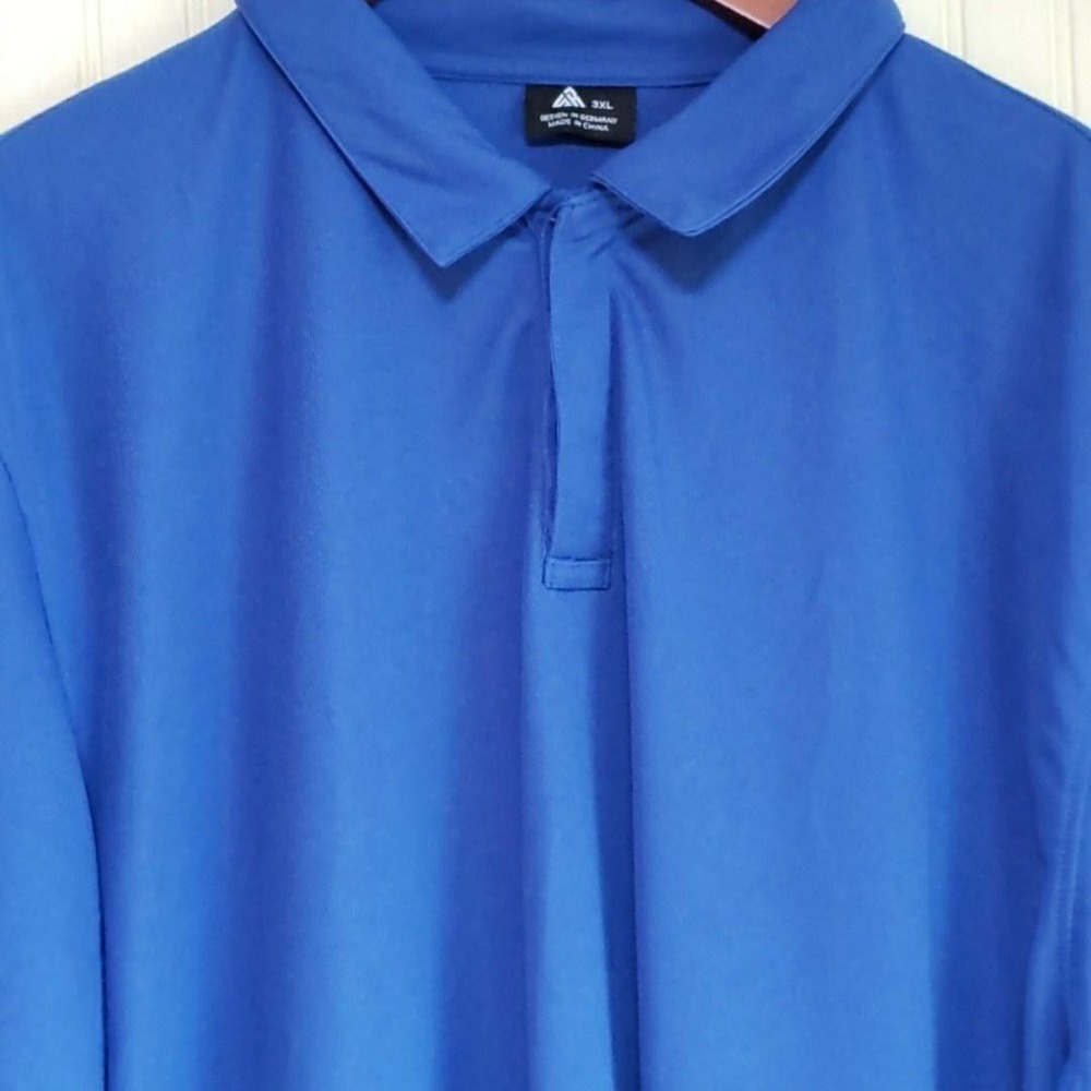 Polo Shirt Mens 3XL Blue Solid Stretch Mesh Polyester Spandex Top Performance